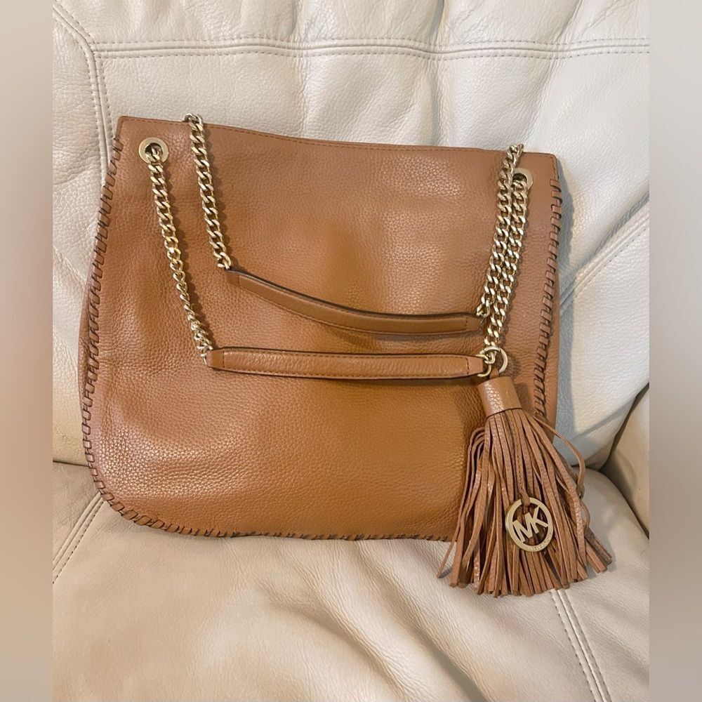Michael Kors Shoulder Bag Leather Metal Strap